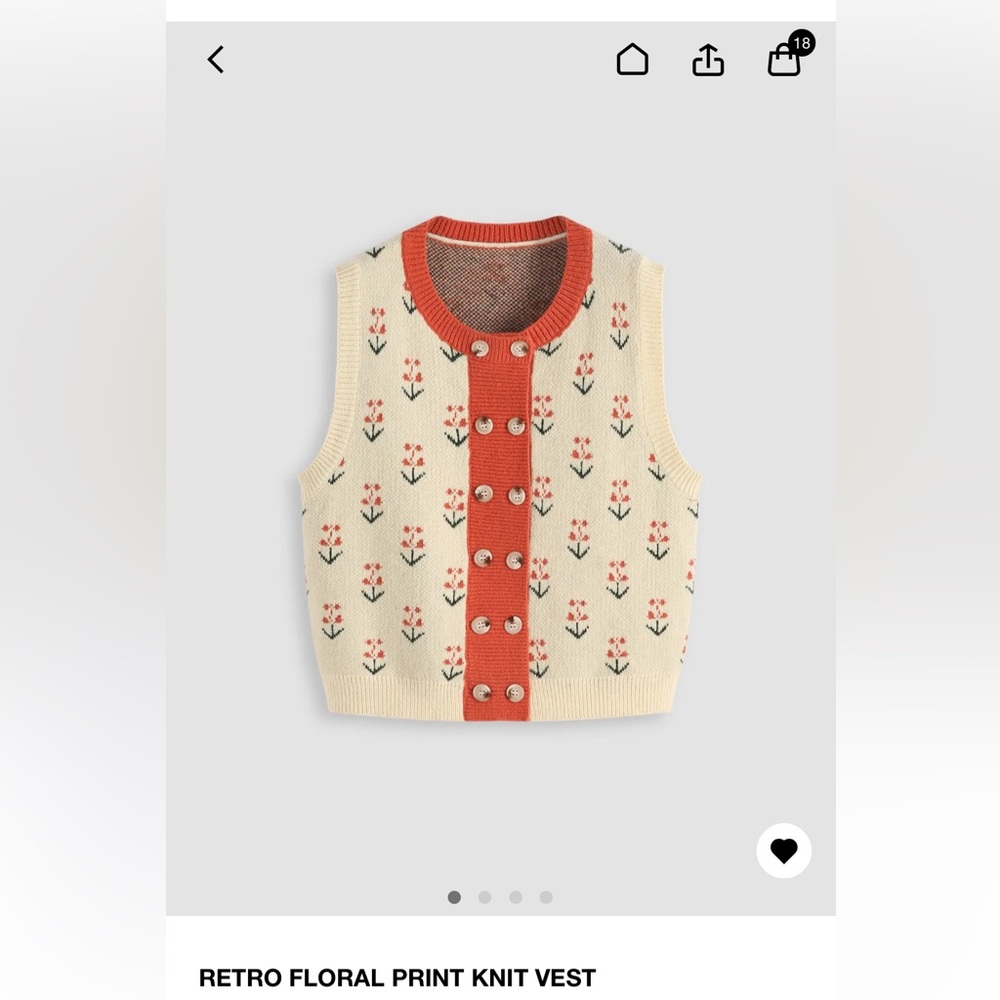 NWT RETRO FLORAL PRINT KNIT VEST